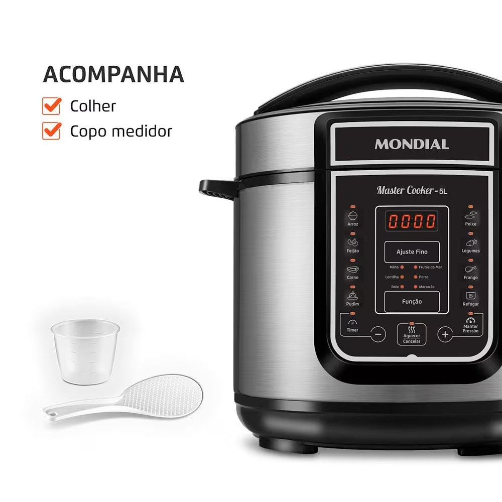 Panela Elétrica de Pressão Mondial Digital Master Cooker PE 38 5L Preta - Eficiente