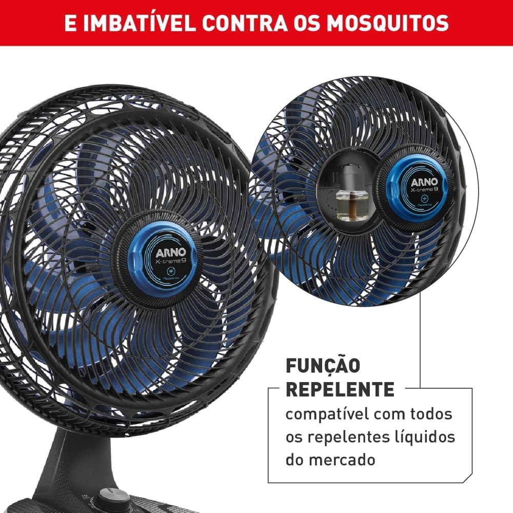 Ventilador Arno X treme 9 Mesa Repelente 9 pás 160W 40cm - Elegante