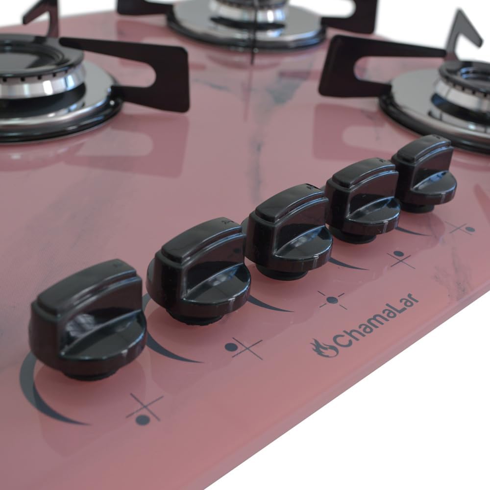 Cooktop Premium 5 bocas Ultra chama Marmorizado Rosa Chamalar Bivolt. - Exclusivo