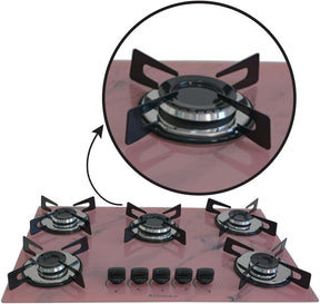 Cooktop Premium 5 bocas Ultra chama Marmorizado Rosa Chamalar Bivolt. - Exclusivo