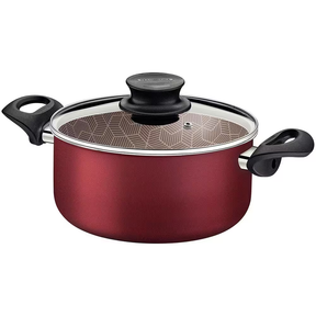 Conjunto de Panelas 7 Peças Tramontina Paris com Antiaderente Starflon Max e Tampas de Vidro com Saída de Vapor Cereja - Alta Performance