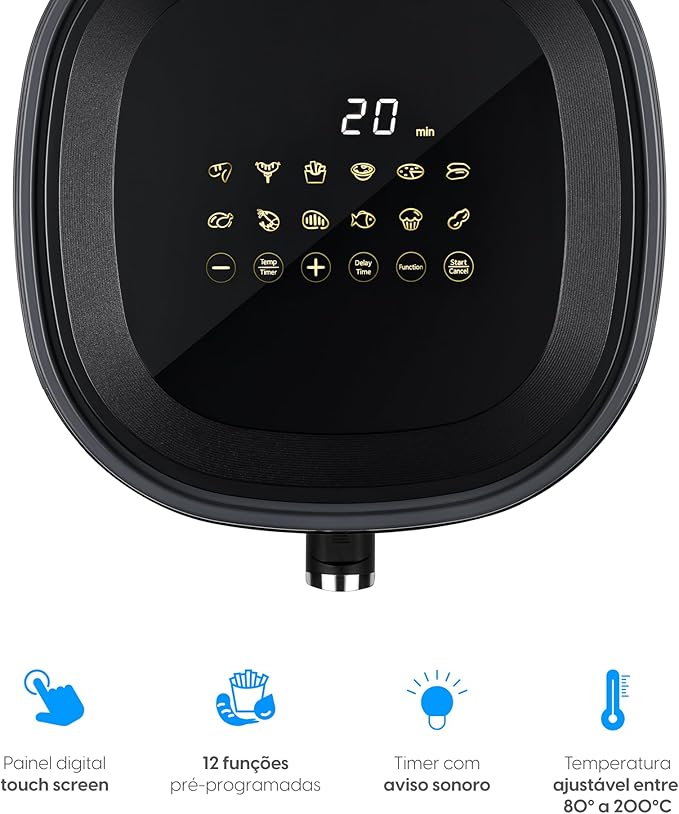 Fritadeira Elétrica Visio Fry Elgin Cesto removível 5L 1700W Airfryer - Alta Performance