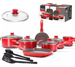 Conjunto de panelas 8 peças ceramic life smart plus vermelha Brinox - Moderno